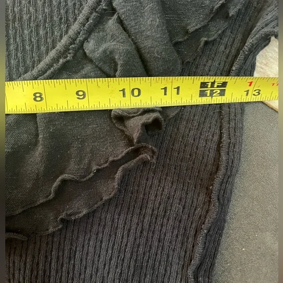 SOL💔Free People Ribbed 90s Ruffle V Neck Boho Balletcore Cottagecore Shirt Xs - Picture 6 of 7